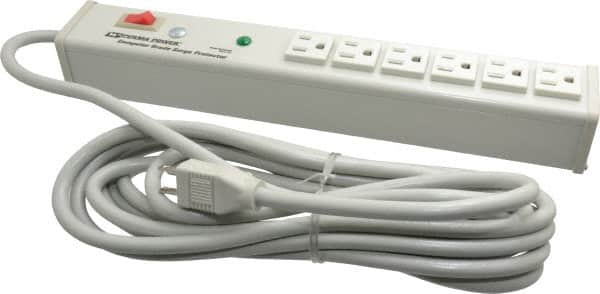 Wiremold - 6 Outlets, 120 Volts, 15 Amps, 15' Cord, Power Outlet Strip - 1 Circuits, Free Hanging Mount, 5-15P NEMA Configuration, UL Listed File 1449 - Americas Industrial Supply