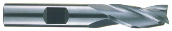 RobbJack - 9/16", 1-1/4" LOC, 9/16" Shank Diam, 3-1/2" OAL, 3 Flute, Solid Carbide Square End Mill - Single End, Uncoated, Spiral Flute, 30° Helix, Centercutting, Right Hand Cut, Right Hand Flute, Series NR-303 - Americas Industrial Supply