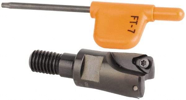 Kennametal - 5/8" Cut Diam, 0.033" Max Depth, M8 Modular Connection Indexable High-Feed Helical End Mill - Screw Holding Method, WP..0302.. Insert, KF Toolholder, Through Coolant - Americas Industrial Supply