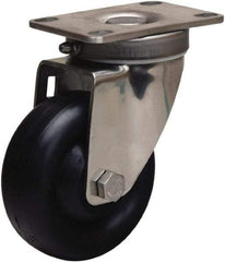 Hamilton - 3-1/2" Diam x 1-3/8" Wide x 4-7/8" OAH Top Plate Mount Swivel Caster - Polyolefin, 260 Lb Capacity, Plain Bore Bearing, 2-3/8 x 3-5/8" Plate - Americas Industrial Supply