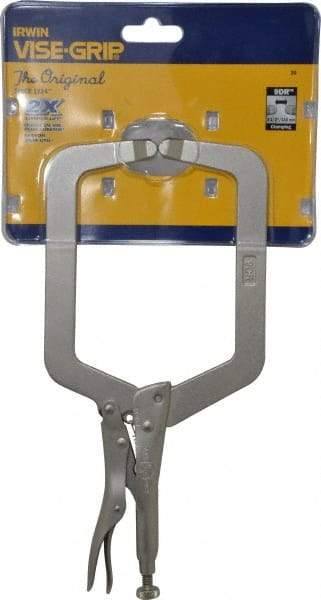 Irwin - 9" OAL C-Clamp Locking Pliers - 4-3/4" Jaw Depth, 4-1/2" Jaw Opening - Americas Industrial Supply