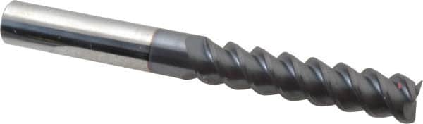 Accupro - 7/16", 2" LOC, 7/16" Shank Diam, 4" OAL, 3 Flute, Solid Carbide Square End Mill - Single End, AlTiN Finish, Spiral Flute, 60° Helix, Centercutting, Right Hand Cut, Right Hand Flute - Americas Industrial Supply