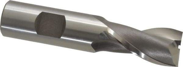 OSG - 3/4", 1-5/16" LOC, 3/4" Shank Diam, 3-9/16" OAL, 2 Flute, Vanadium High Speed Steel Square End Mill - Single End, Uncoated, Spiral Flute, 30° Helix, Centercutting, Right Hand Cut, Right Hand Flute, Series 573 - Americas Industrial Supply