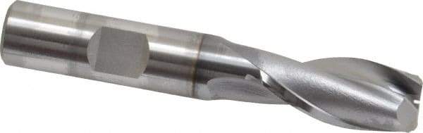 OSG - 17/32", 1-1/8" LOC, 1/2" Shank Diam, 3-1/8" OAL, 2 Flute, Vanadium High Speed Steel Square End Mill - Single End, TiCN Finish, Spiral Flute, 30° Helix, Centercutting, Right Hand Cut, Right Hand Flute, Series 573 - Americas Industrial Supply