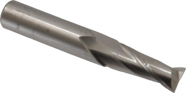 OSG - 25/64", 1" LOC, 7/16" Shank Diam, 2-3/4" OAL, 2 Flute, Solid Carbide Square End Mill - Single End, Uncoated, Spiral Flute, 30° Helix, Centercutting, Right Hand Cut, Right Hand Flute, Series 402 - Americas Industrial Supply