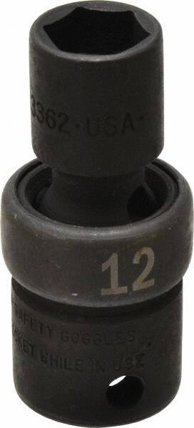 SK - 3/8" Drive 12mm Standard Universal Impact Socket - 6 Points, 2-1/8" OAL - Americas Industrial Supply