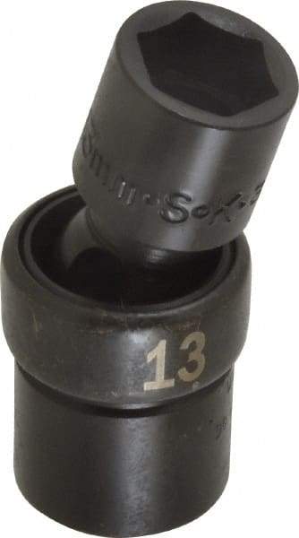 SK - 3/8" Drive 13mm Standard Universal Impact Socket - 6 Points, 2-9/64" OAL - Americas Industrial Supply