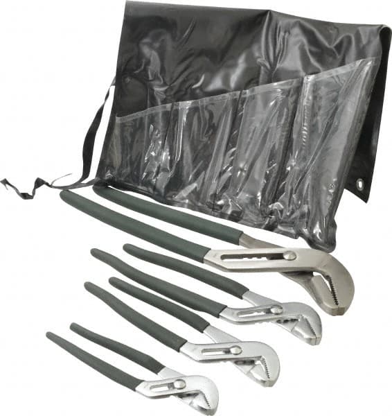 Value Collection - 4 Piece Tongue & Groove Plier Set - Comes in Plastic Pouch - Americas Industrial Supply