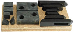 TE-CO - 13 Piece Fixturing Step Block & Clamp Set with 1-1/2" Step Block, 3/4 Stud Thread - Includes 6 Serrated End Clamps, 6 Step Blocks, Holder - Americas Industrial Supply