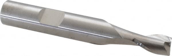 RobbJack - 9/32", 7/16" LOC, 3/8" Shank Diam, 2-1/2" OAL, 2 Flute, Solid Carbide Square End Mill - Single End, Uncoated, Spiral Flute, 30° Helix, Centercutting, Right Hand Cut, Right Hand Flute, Series T12-201 - Americas Industrial Supply