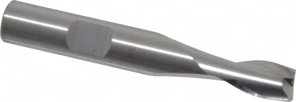 RobbJack - 5/16", 7/16" LOC, 3/8" Shank Diam, 2-1/2" OAL, 2 Flute, Solid Carbide Square End Mill - Single End, Uncoated, Spiral Flute, 30° Helix, Centercutting, Right Hand Cut, Right Hand Flute, Series T12-201 - Americas Industrial Supply