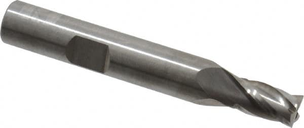 RobbJack - 9/32", 7/16" LOC, 3/8" Shank Diam, 2-1/2" OAL, 4 Flute, Solid Carbide Square End Mill - Single End, Uncoated, Spiral Flute, 30° Helix, Centercutting, Right Hand Cut, Right Hand Flute, Series T12-403 - Americas Industrial Supply