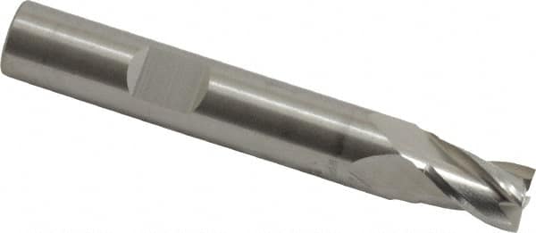 RobbJack - 5/16", 7/16" LOC, 3/8" Shank Diam, 2-1/2" OAL, 4 Flute, Solid Carbide Square End Mill - Single End, Uncoated, Spiral Flute, 30° Helix, Centercutting, Right Hand Cut, Right Hand Flute, Series T12-403 - Americas Industrial Supply