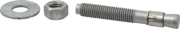 Made in USA - 5/8" Diam, 5/8" Drill, 4-1/2" OAL, Wedge Expansion Concrete Anchor - Grade 5 Steel, Galvanized Finish, Hex Nut Head, Hex Drive, 2-5/8" Thread Length - Americas Industrial Supply