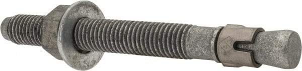 Made in USA - 5/8" Diam, 5/8" Drill, 6" OAL, Wedge Expansion Concrete Anchor - Grade 5 Steel, Galvanized Finish, Hex Nut Head, Hex Drive, 4-1/8" Thread Length - Americas Industrial Supply