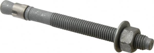 Value Collection - 5/8" Diam, 5/8" Drill, 7" OAL, Wedge Expansion Concrete Anchor - Grade 5 Steel, Galvanized Finish, Hex Nut Head, Hex Drive, 4" Thread Length - Americas Industrial Supply