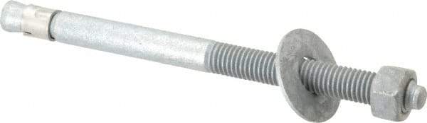 Value Collection - 5/8" Diam, 5/8" Drill, 8-1/2" OAL, 1-1/2" Min Embedment Wedge Expansion Concrete Anchor - Grade 5 Steel, Galvanized Finish, Hex Nut Head, Hex Drive, 4" Thread Length - Americas Industrial Supply