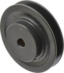 Browning - 1/2" Bore, 1-5/32 Long, 3.95" Outside Diam, Finished Bore Single Groove V Belt Sheave - 3/4" Wide, 3.36" Pitch Diam of 3L Belt, 3.7" Pitch Diam of 4L Belt - Americas Industrial Supply