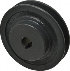 Browning - 5/8" Bore, 1-5/32 Long, 3.95" Outside Diam, Finished Bore Single Groove V Belt Sheave - 3/4" Wide, 3.36" Pitch Diam of 3L Belt, 3.7" Pitch Diam of 4L Belt - Americas Industrial Supply