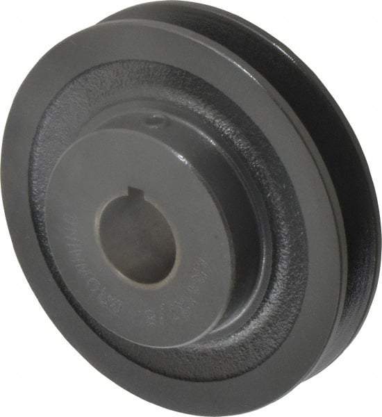 Browning - 7/8" Bore, 1-5/32 Long, 3.95" Outside Diam, Finished Bore Single Groove V Belt Sheave - 3/4" Wide, 3.36" Pitch Diam of 3L Belt, 3.7" Pitch Diam of 4L Belt - Americas Industrial Supply