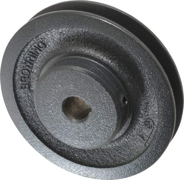 Browning - 5/8" Bore, 1-5/32 Long, 4.45" Outside Diam, Finished Bore Single Groove V Belt Sheave - 3/4" Wide, 3.86" Pitch Diam of 3L Belt, 4.2" Pitch Diam of 4L Belt - Americas Industrial Supply