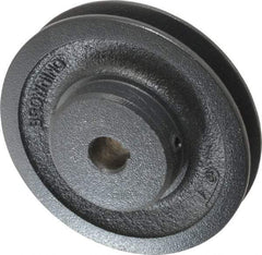 Browning - 5/8" Bore, 1-5/32 Long, 4.45" Outside Diam, Finished Bore Single Groove V Belt Sheave - 3/4" Wide, 3.86" Pitch Diam of 3L Belt, 4.2" Pitch Diam of 4L Belt - Americas Industrial Supply