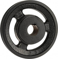 Browning - 7/8" Bore, 1-5/32 Long, 4-3/4" Outside Diam, Finished Bore Single Groove V Belt Sheave - 3/4" Wide, 4.16" Pitch Diam of 3L Belt, 4-1/2" Pitch Diam of 4L Belt - Americas Industrial Supply