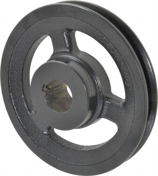 Browning - 1" Bore, 1-5/32 Long, 5.45" Outside Diam, Finished Bore Single Groove V Belt Sheave - 3/4" Wide, 4.86" Pitch Diam of 3L Belt, 5.2" Pitch Diam of 4L Belt - Americas Industrial Supply