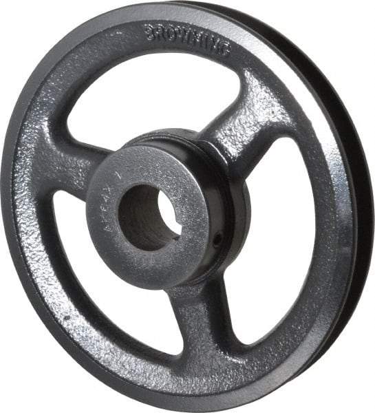 Browning - 1" Bore, 1-5/32 Long, 6-1/4" Outside Diam, Finished Bore Single Groove V Belt Sheave - 3/4" Wide, 5.66" Pitch Diam of 3L Belt, 6" Pitch Diam of 4L Belt - Americas Industrial Supply