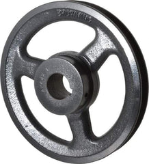 Browning - 1" Bore, 1-5/32 Long, 6-1/4" Outside Diam, Finished Bore Single Groove V Belt Sheave - 3/4" Wide, 5.66" Pitch Diam of 3L Belt, 6" Pitch Diam of 4L Belt - Americas Industrial Supply