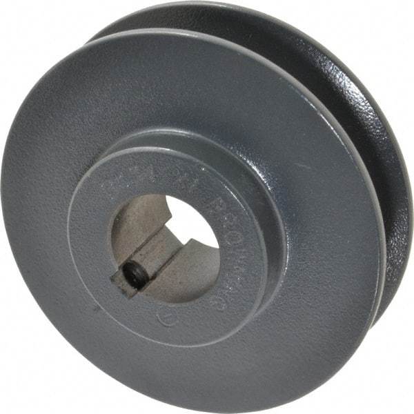 Browning - 1" Bore, 1-5/32 Long, 3.55" Outside Diam, Finished Bore Single Groove V Belt Sheave - 7/8" Wide, 3.2 Belt Pitch B, 2.8" Pitch Diam of 4L Belt - Americas Industrial Supply