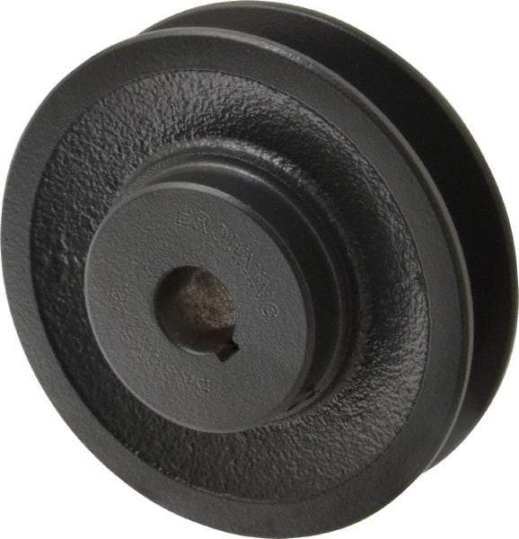 Browning - 5/8" Bore, 1-5/32 Long, 3-3/4" Outside Diam, Finished Bore Single Groove V Belt Sheave - 7/8" Wide, 3.4 Belt Pitch B, 3" Pitch Diam of 4L Belt - Americas Industrial Supply
