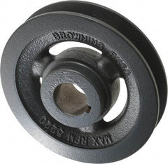 Browning - 1" Bore, 1-5/32 Long, 4-3/4" Outside Diam, Finished Bore Single Groove V Belt Sheave - 7/8" Wide, 4.4 Belt Pitch B, 4" Pitch Diam of 4L Belt - Americas Industrial Supply