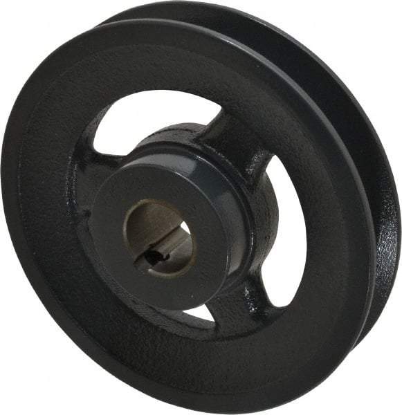 Browning - 7/8" Bore, 1-5/32 Long, 4.95" Outside Diam, Finished Bore Single Groove V Belt Sheave - 7/8" Wide, 4.6 Belt Pitch B, 4.2" Pitch Diam of 4L Belt - Americas Industrial Supply
