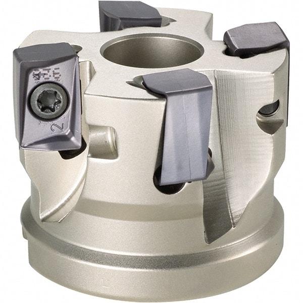 Iscar - 7 Inserts, 5" Cut Diam, 1-1/2" Arbor Diam, 0.642" Max Depth of Cut, Indexable Square-Shoulder Face Mill - 0/90° Lead Angle, 2-1/2" High, H490 AN.X 17 Insert Compatibility, Through Coolant, Series Helido - Americas Industrial Supply