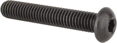 Made in USA - 3/8-16 UNC Hex Socket Drive, Button Screw - Alloy Steel, Black Oxide Finish, Fully Threaded, 2-1/4" Length Under Head - Americas Industrial Supply