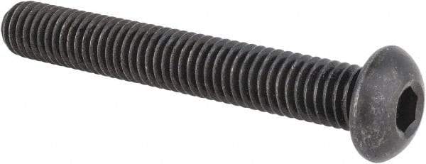 Made in USA - 3/8-16 UNC Hex Socket Drive, Button Screw - Alloy Steel, Black Oxide Finish, Fully Threaded, 2-3/4" Length Under Head - Americas Industrial Supply