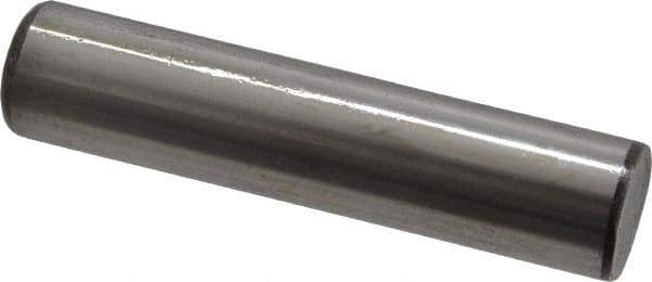 Made in USA - 1/2" Diam x 2-1/4" Pin Length Grade 8 Alloy Steel Standard Dowel Pin - Bright Finish, C 47-58 & C 60 (Surface) Hardness, 29,450 Lb (Single Shear), 58,900 Lb (Double Shear) Breaking Strength, 1 Beveled & 1 Rounded End - Americas Industrial Supply