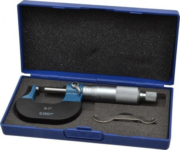 Value Collection - 1 Inch Measurement Range, 0.0001 Inch Graduation, Spherical Anvil, Ratchet Stop Thimble, Mechanical Anvil, Tube Micrometer - Accurate Up to 0.0001 Inch, Accurate Up to 0.0001 Inch, Enamel Finish, Carbide - Americas Industrial Supply