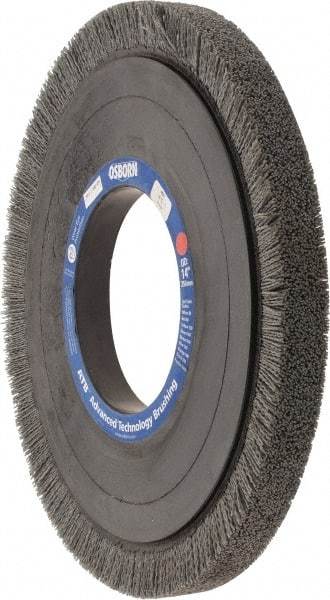 Osborn - 14" OD, 5-1/4" Arbor Hole, Crimped Nylon Wheel Brush - 1" Face Width, 1-1/4" Trim Length, 0.04" Filament Diam, 1,800 RPM - Americas Industrial Supply
