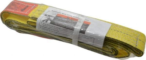 Lift-All - 7' Long x 2" Wide, 2,400 Lb Vertical Capacity, 1 Ply, Nylon Web Sling - 1,900 Lb Choker Capacity, Yellow - Americas Industrial Supply