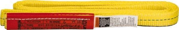 Lift-All - 6' Long x 1" Wide, 2,400 Lb Vertical Capacity, 1 Ply, Polyester Web Sling - 1,900 Lb Choker Capacity, Yellow - Americas Industrial Supply