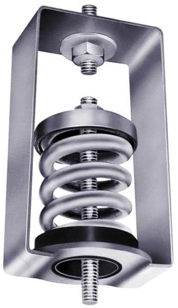 Mason Ind. - 85 Lb Capacity, 2" Deflection, HS-B, Vibration Control Hanger - 4" Long x 4-3/4" Wide x 7-1/4" High, 3/4" Max Rod Diam, 4-1/4" Lower Rod Penetration, White & Black - Americas Industrial Supply