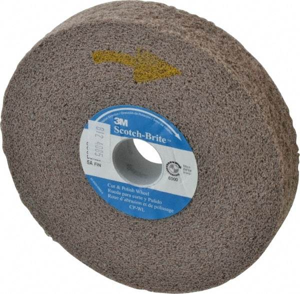 3M - 6" Diam, 1" Face Width, 1" Center Hole, Fine Grade, Aluminum Oxide Deburring Wheel - Convolute, Medium Density 5 Grade, 6,000 RPM - Americas Industrial Supply