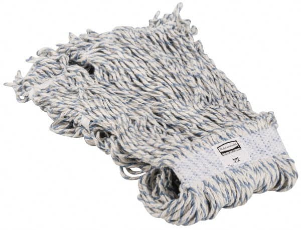 Rubbermaid - 1" White Head Band, Medium Blended Fiber Loop End Mop Head - 4 Ply, Side Loading Connection, Use for Finishing - Americas Industrial Supply