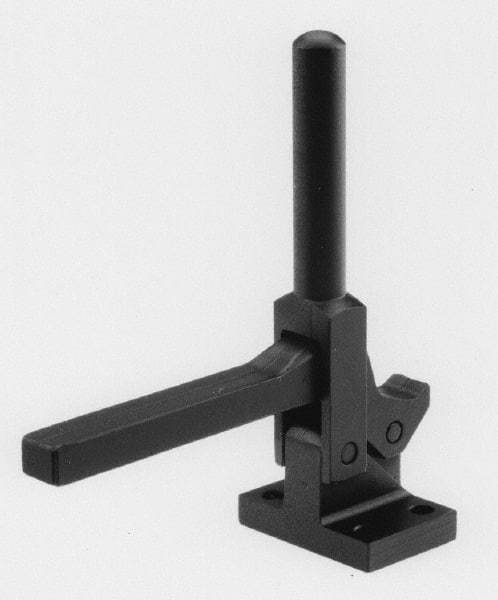 De-Sta-Co - 1,600 Lb Holding Capacity, Vertical Handle, Manual Hold Down Toggle Clamp - 80° Handle Movement, 80° Bar Opening, Solid Bar, Flanged Base, Electro-Plated Zinc, Carbon Steel - Americas Industrial Supply