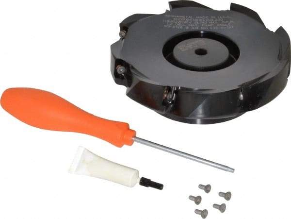 Kennametal - 8 Inserts, 6" Cut Diam, 1-1/2" Arbor Diam, 18.03mm Max Depth of Cut, Indexable Square-Shoulder Face Mill - 0/90° Lead Angle, 2" High, EC18.., EP18.. Insert Compatibility, Through Coolant, Series Mill 1-18 - Americas Industrial Supply