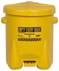 Eagle - 6 Gallon Capacity, Polyethylene Oily Waste Can - 13-1/2 Inch Long x 16-1/2 Inch Wide/Diameter x 16 Inch High, Yellow, Foot Operated, Approved FM - Americas Industrial Supply