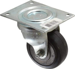 Fairbanks - 3" Diam x 1-3/8" Wide x 4" OAH Top Plate Mount Swivel Caster - Rubber, 170 Lb Capacity, Roller Bearing, 3-1/8 x 4-1/8" Plate - Americas Industrial Supply