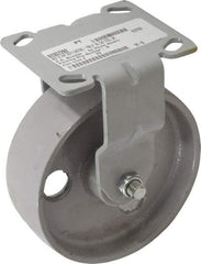 Fairbanks - 6" Diam x 2" Wide x 7-1/4" OAH Top Plate Mount Rigid Caster - Semi-Steel, 1,200 Lb Capacity, Roller Bearing, 4 x 4-1/2" Plate - Americas Industrial Supply